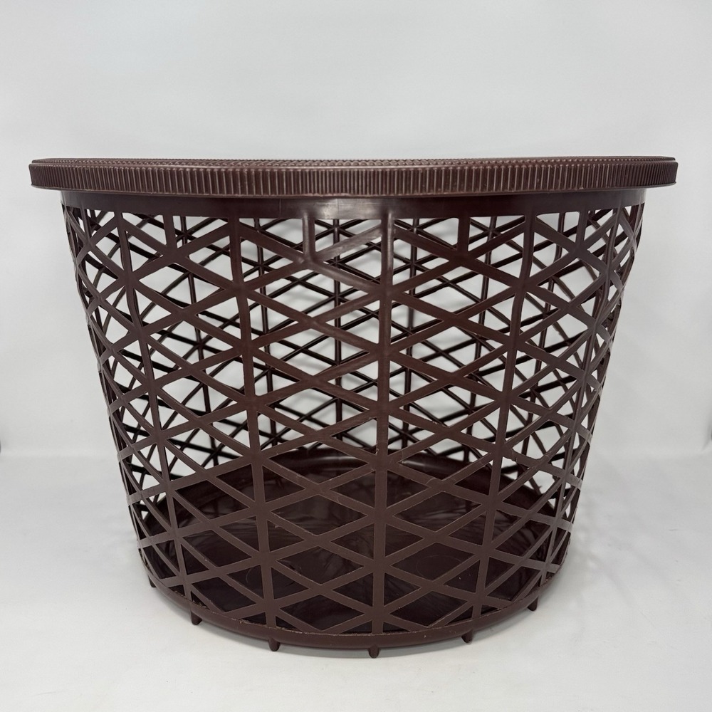 Vintage Action Ind. Inc. Round Laundry Basket 18" Retro Mid Century 1970's Brown